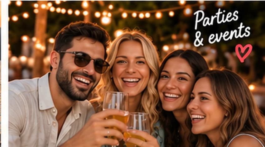 Friends celebrating together at an evening party